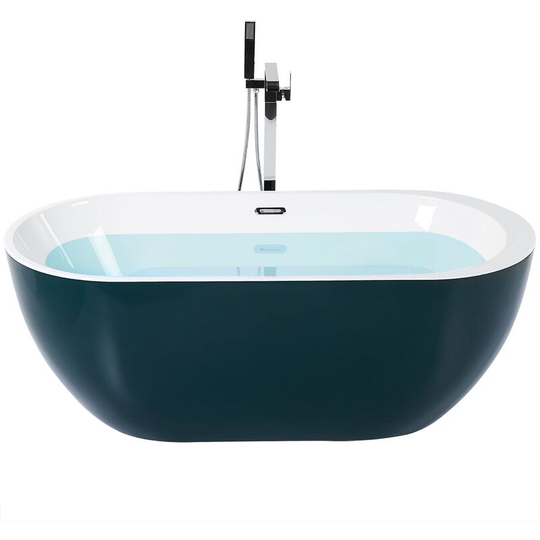 Beliani - Modern Freestanding Bath Tub Oval Acrylic Overflow System 1700 mm Green Nevis - Green