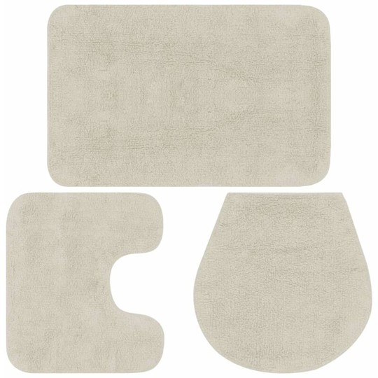 Hommoo - Bathroom Mat Set 3 Pieces Fabric White