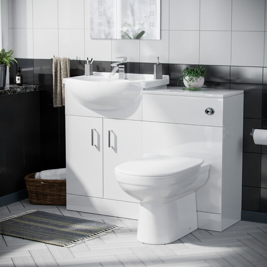 Neshome - Dyon 550mm Vanity Basin Unit fp, wc Unit & Elso Back To Wall Toilet White