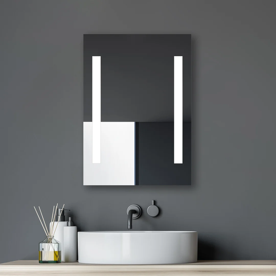 Cociani Lighted Glass Framed Wall Mounted Bathroom Mirror