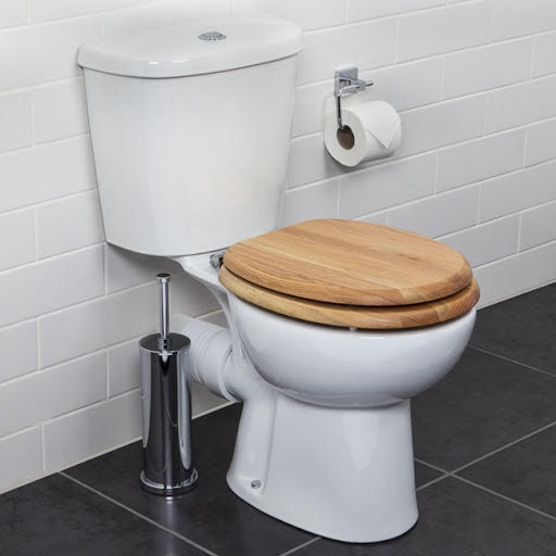 Croydex Rutland Flexi-Fix Soft Close Round Oak Solid Wood Toilet Seat - WL602376H