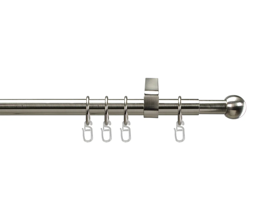 Single Curtain Rod and Metal Hardware Set