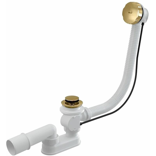 ACL - Gold Colour Finished Endings Bathtub Flexible Bath Overflow Waste Drain Trap