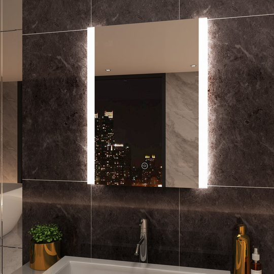 Elegant - Vertical Illuminated led Bathroom Mirror 800 x 600mm Mirror Light Touch Sensor with Demister