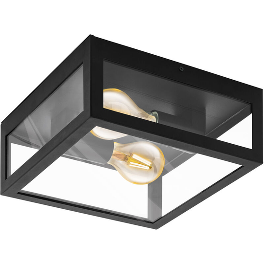 Eglo - amezola Bathroom caged industrial ceiling light - black