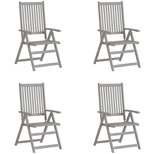 Garden Reclining Chairs 4 pcs Grey Solid Acacia Wood Vidaxl Grey