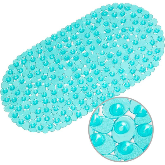 Pebbles Bath Mat Non-Slip Oval Bath Mat with Suction Cups, Drainage Holes for Bathroom Showers, Tub, Machine Washable, bpa, Latex Free Shower Mat, 27