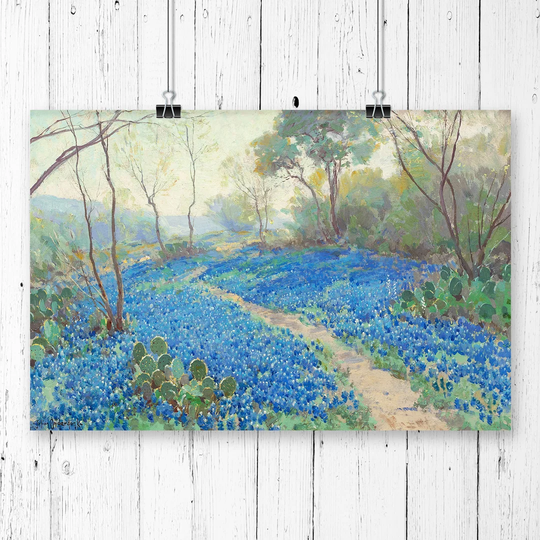 'Hillside of Blue Bonnets' by Julian Onderdonk Printing Print