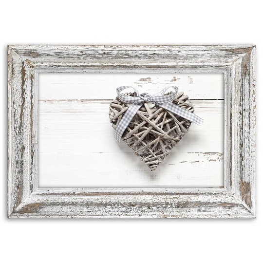 Canvas print, Braided heart with bow wood