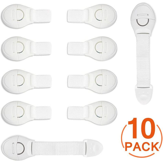 Sunflowergb - 10 Pack] Child Safety Cupboard Doors, Soft Strip Safety Baby Drawer Safety Locks with Resistant Adhesive for Cabinets, Fridge, Toilet