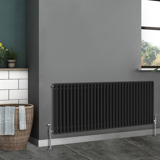 Traditional Radiator Cast Iron Style Radiator 3 Column Black 600x1462mm
