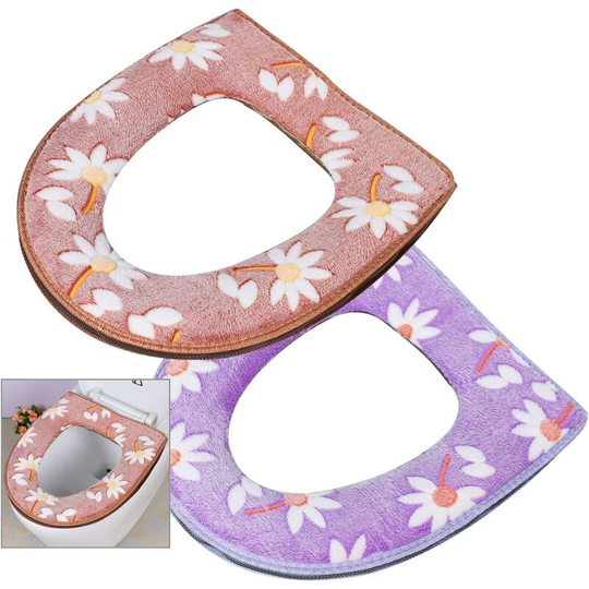 2 Pieces Premium Toilet Seat Cushion with Washable and Reusable Velcro Soft Thickened Toilet Seat - Floral