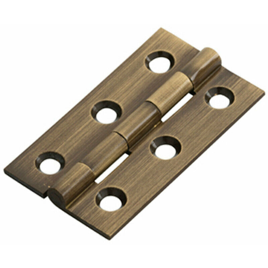 Pair 50 x 28 x 1.5mm Cabinet Hinge Antique Brass Small Cupboard Door