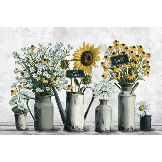 "Tin Can Flowers" Painting Print On Wrapped Canvas
