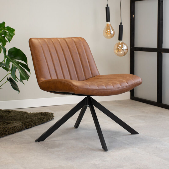 Industrial swivel Armchair Leon Cognac - Cognac