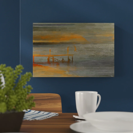 'Lake Time B' by East Urban Home Graphic Art Print on Wrapped Canvas