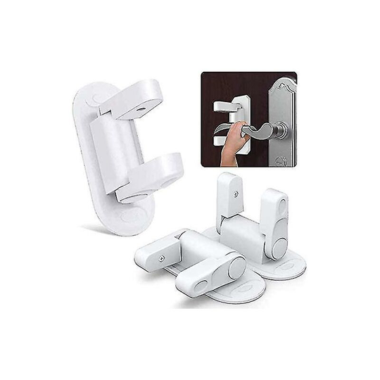 3 Pieces White Door Lever Lock - Child Safety Handle Locks, Self Adhesive Baby Cabinets, Cabinets, Windows, Drawers