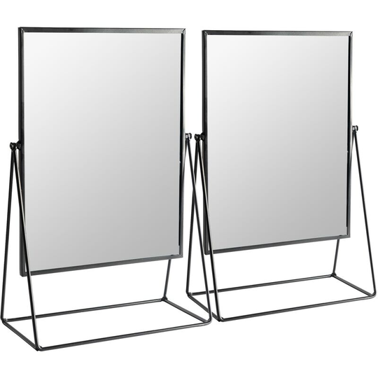 22 x 39cm Rectangle Makeup Mirrors - Black - Pack of 2 - Harbour Housewares