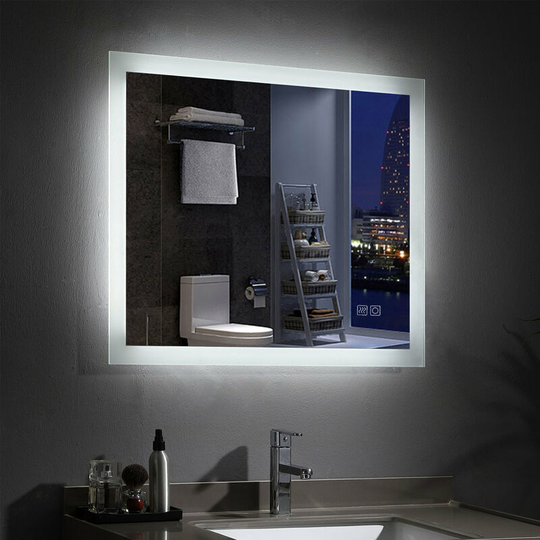 600x500mm Bathroom Mirrors with led Lights Illuminated Backlit Wall Mount Light Up Mirror Dimmable Switch Demister Heated Pad Horizontal/Vertical