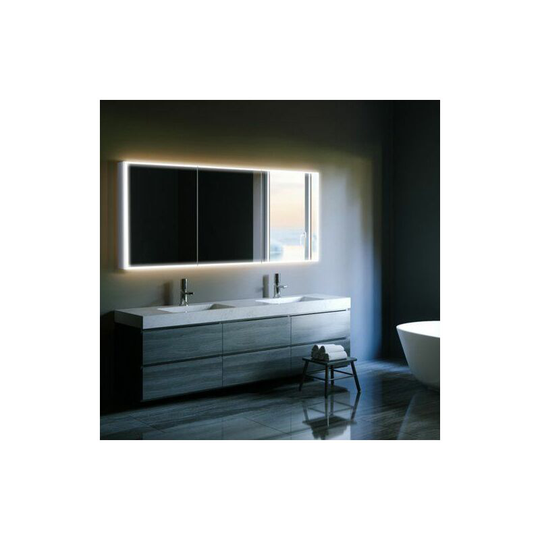 Qubic 120 led Illuminated Aluminium Mirror Cabinet - 1200mm Wide - 48000 - Aluminium - HIB