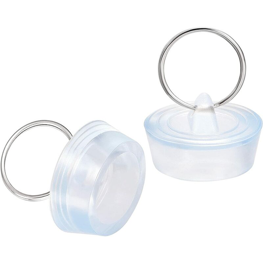 2 sourcing map Rubber Sink Stopper Drain Stopper Transparent Blue Fit 29-32mm with Hanging Ring for Bathtub Kitchen and Bathroom