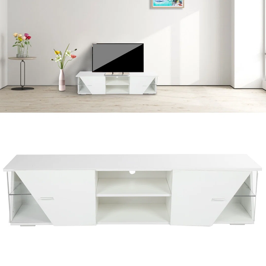 1.5m Tv Cabinet With Strip Light Particle Board Modern Tv Stand Living Room Furniture