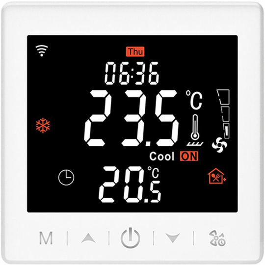 Asupermall - Smart Fan Coil for 4 Pipe System Thermostat WIFI/485 Modbus with Application & Voice Control 3.5 Inch lcd Display Intelligent