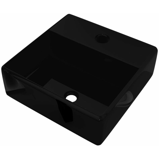 Vidaxl - Ceramic Bathroom Sink Basin with Faucet Hole Black Square Black