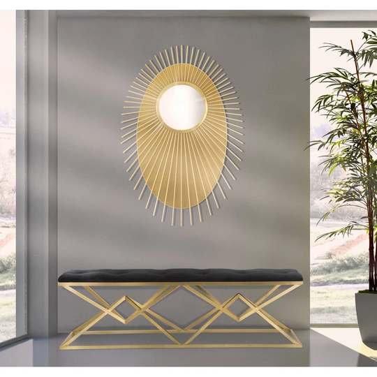 Moorton Novelty Metal Framed Wall Mounted Accent Mirror in Gold