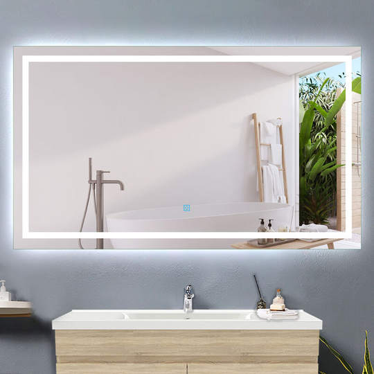 Acezanble 140x70cm anti-fog bathroom mirror, horizontal or vertical LED mirror, touch switch