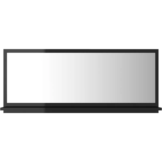 Bathroom Mirror High Gloss Black 90x10.5x37 cm Engineered Wood Vidaxl Black