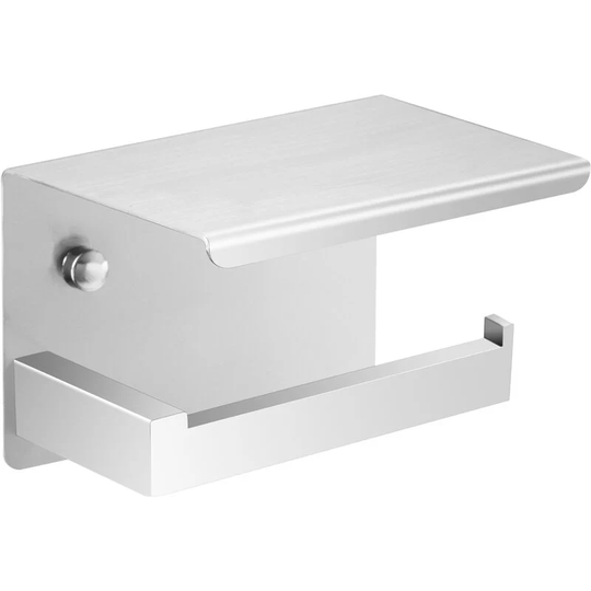 Toilet Paper Holder,Adhesive Toilet Paper Roll Holder with Mobile Phone Holder,Stainless Steel 304 Without Drilling,Wall Mounted Toilet Paper Holder