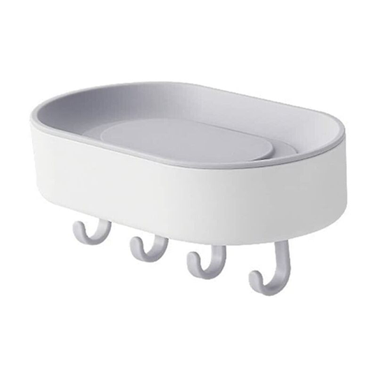Soap Box Shower Soap Dish Soap Dish Free Shower Soap Holder with Hook Soap Box Toilet Drain Wall Hanging Bathroom Shelf Soap Dish (Gray and White)