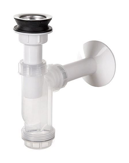 Bathroom Kitchen Single Bottle Drain Waste Trap with Transparent Body Casing