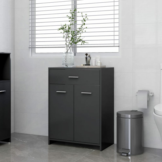 Asupermall - Bathroom Cabinet Grey 60x33x80 cm Chipboard