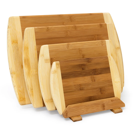 Sproul 4 Piece Bamboo Cutting Board Set with Stand
