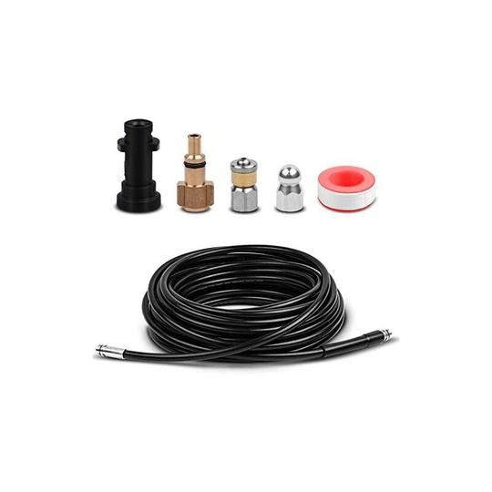 Clydpee - 15M High Pressure Washer Drain Hose Cleaning Kit For Karcher k2-k7 Series And lavor High Pressure Washer, With Adapter, Very Suitable For
