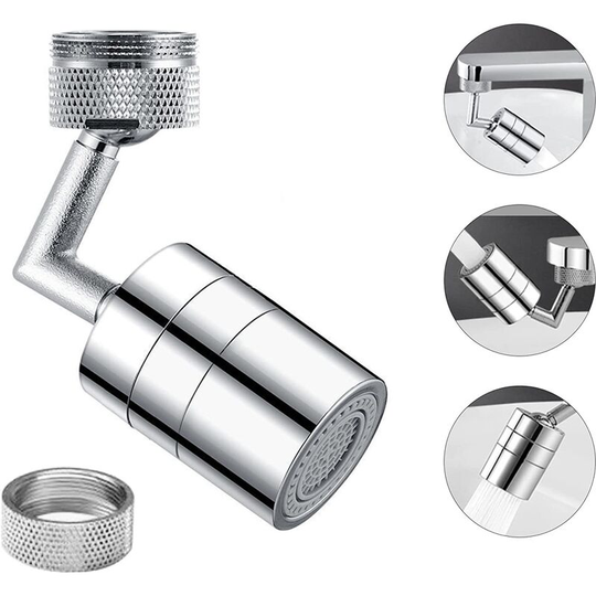 2 Modes Adjustable Faucet Aerator, 720 Degree Wide Angle Kitchen Faucet Head Aerator Faucet for Bathroom - Chrome