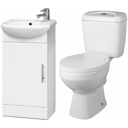 Melbourne Bathroom Suite with Floor Standing Vanity Unit 400mm - 1 Tap Hole - Nuie