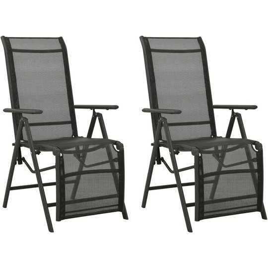 Reclining Garden Chairs 2pcs Textilene and Aluminium Black FF312195_UK - Topdeal