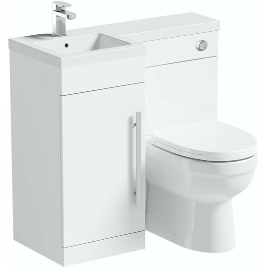 MySpace white left handed unit with Eden back to wall toilet - White - Orchard