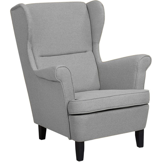 Beliani - Classic Wingback Chair Upholstered High Back Grey Fabric Living Room Abson - Grey