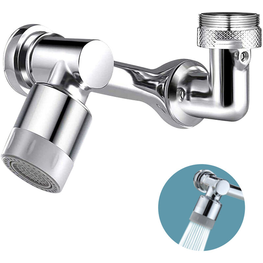 1080 Degree Rotatable Splash Filter Faucet Universal Kitchen Bathroom Water Faucet Extender Sprayer Sink Extension Hand Washing Device - Silver,Shower