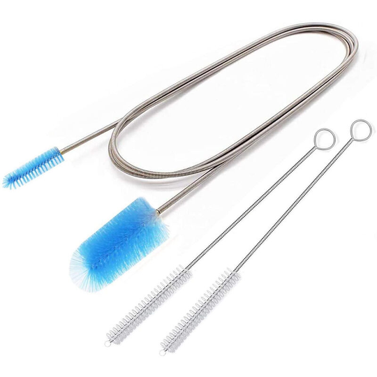 Ilovemilan - Flexible Drain Brush,Nylon Cleaner Double Ended Elastic Hose Pipe 67-inch and 2 pcs 8.2-inch Straw Cleaning Brush