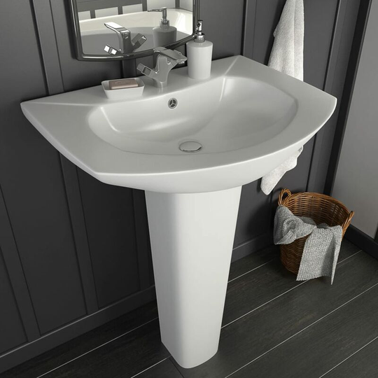 Freestanding Basin with Pedestal Ceramic White 650x520x200 mm - White