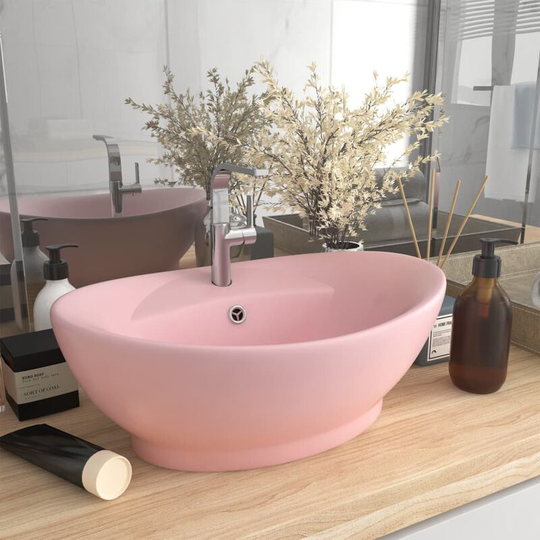 Luxury Basin Overflow Oval Matt Pink 58.5x39 cm Ceramic - Pink