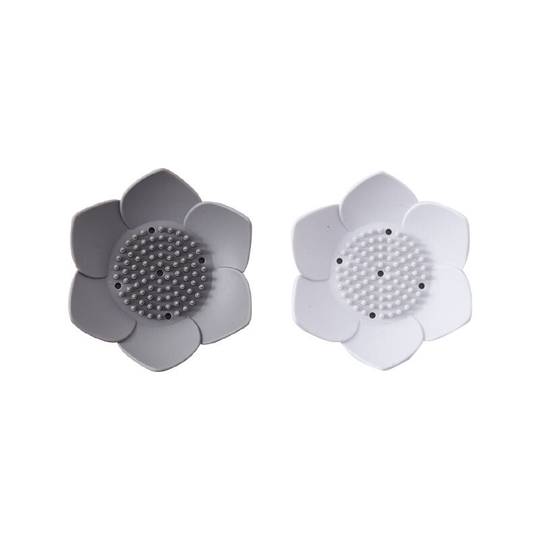 Soap Dishes with Draining, Bathroom Bar Soap Holder for Shower, Silicone Soap Tray for Kitchen Sink. Flower Shape Soap Saver for Counter, Bathtub.
