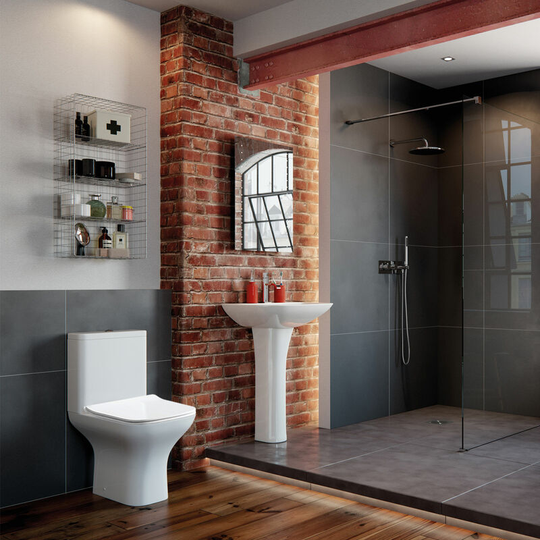 Aztec Bathroom Suite Close Coupled Toilet and Basin 560mm - 1 Tap Hole - Signature