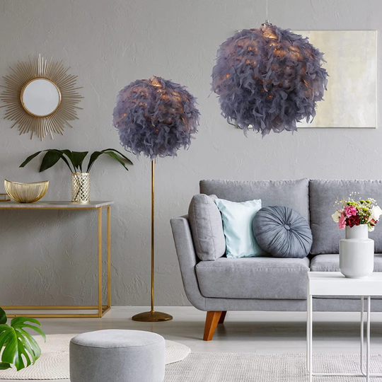 Fairmont Park Feather Light Shade | Lamp Shades For Pendant Ceiling Light, Table Lamp, Floor Lamp | Fluffy Feather Lampshade Ceiling Light Shade For L