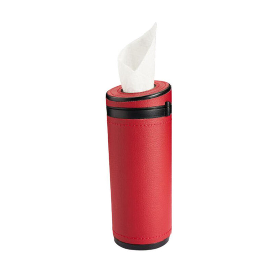 Sunflowergb - Tissue Car Cup Holder, Universal pu Leather Tissue Dispenser Paper Tissue Box Multipurpose Cylinder Towel Holder for Car Office,Red